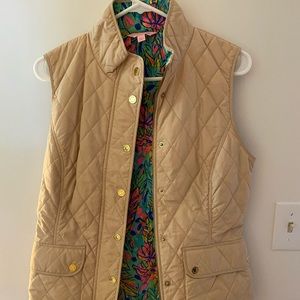 Lilly Pulitzer Tan Vest with Gold Buttons